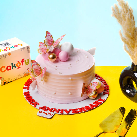 Pink Butterfly Pearl Designer Cake - Gurgaon & Delhi NCR | Cakofy