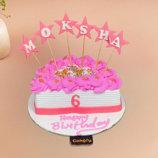 Pink Flower Half Cake – Gurgaon & Delhi NCR | Cakofy