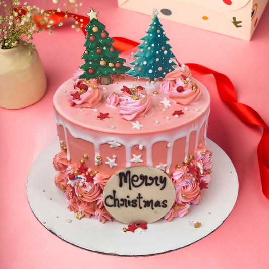 Pink Merry Christmas Cake - Gurgaon & Delhi NCR | Cakofy
