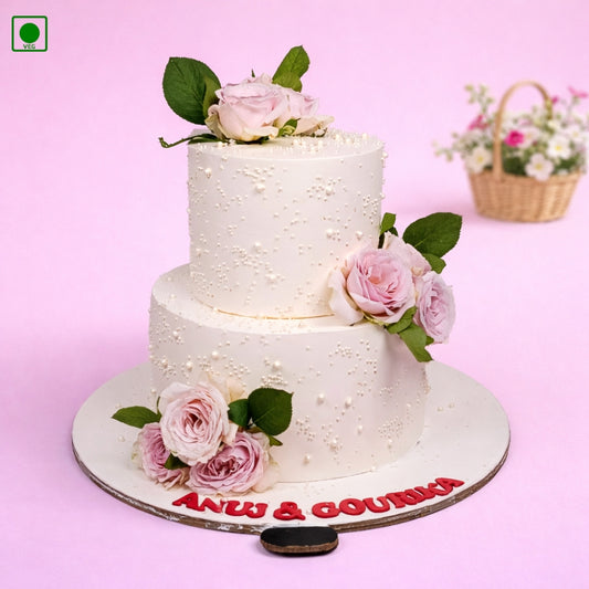 Pink Rose Designer Anniversary Cake - Gurgaon & Delhi NCR | Cakofy