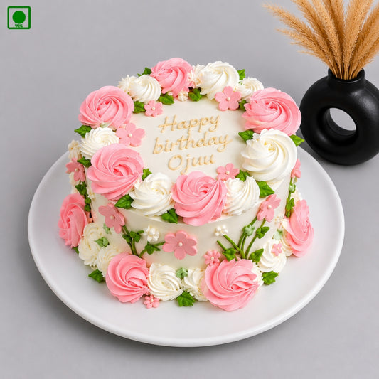 Pink Rose Garden Cake - Gurgaon, Delhi & Noida
