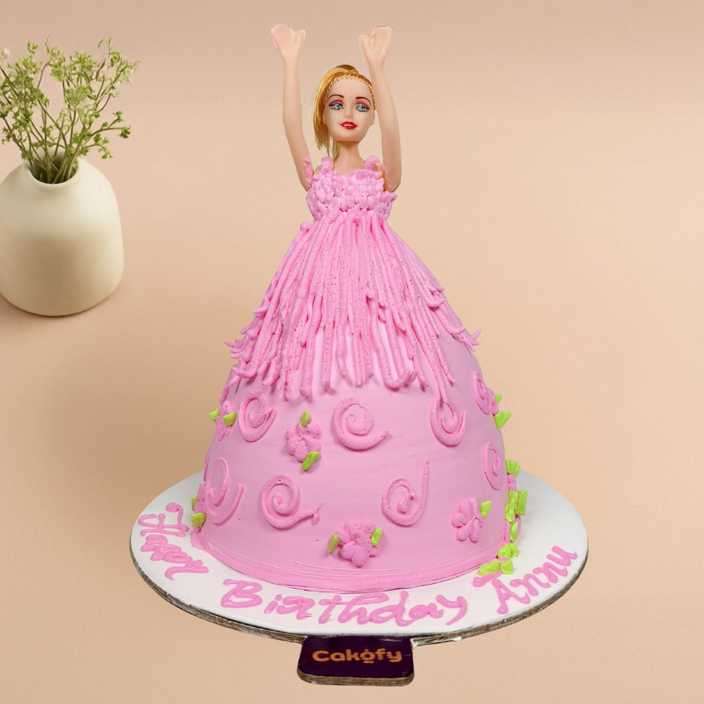 Pink Theme Doll Cake