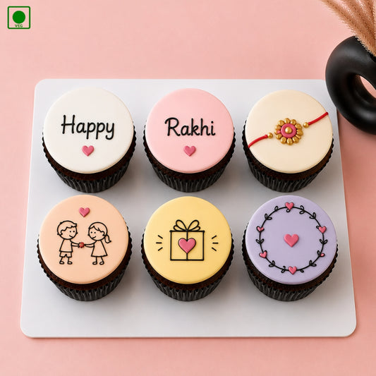 Premium Rakhi Cupcake - Set of 6 - Gurgaon, Delhi & Noida