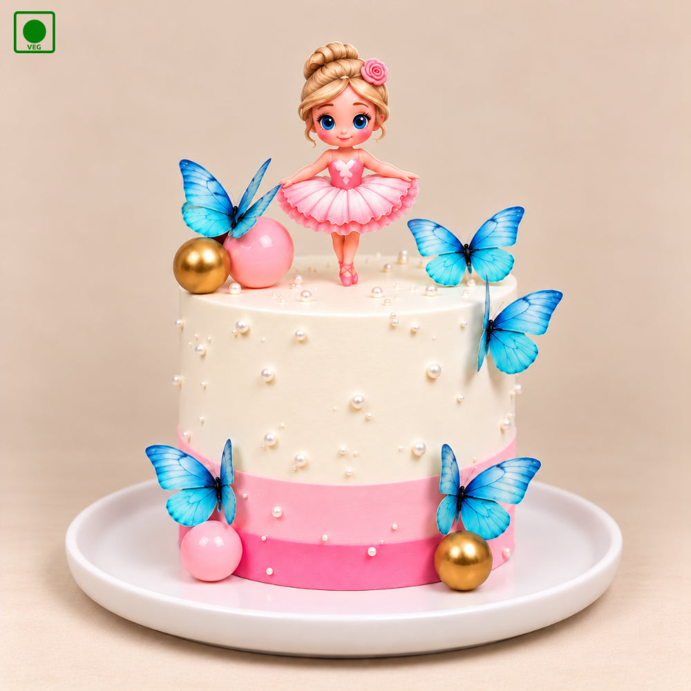 Princess Butterfly Theme Cake – Gurgaon, Delhi & Noida  