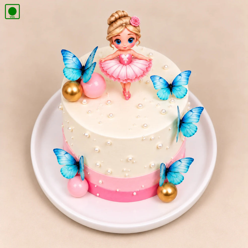 Princess Butterfly Theme Cake – Gurgaon, Delhi & Noida  