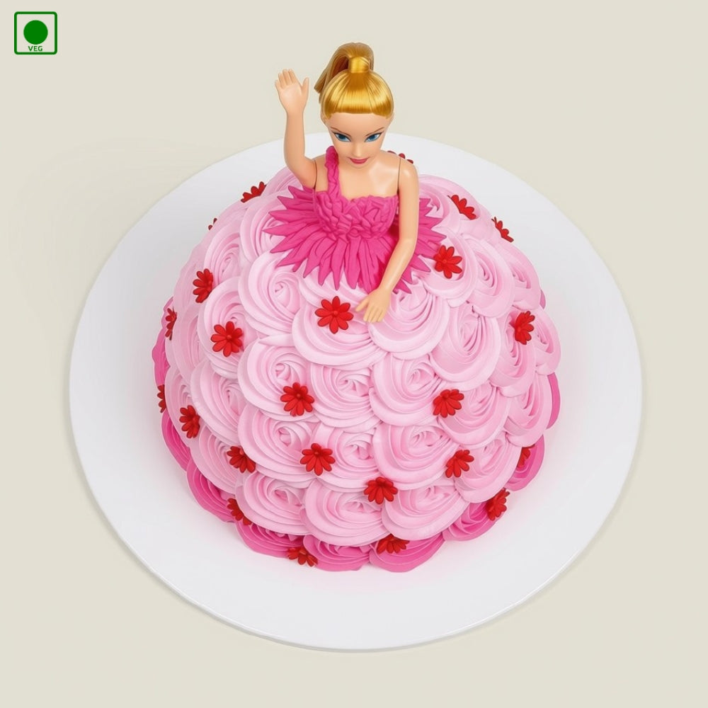Princess Floral Gown Cake – Gurgaon, Delhi & Noida
