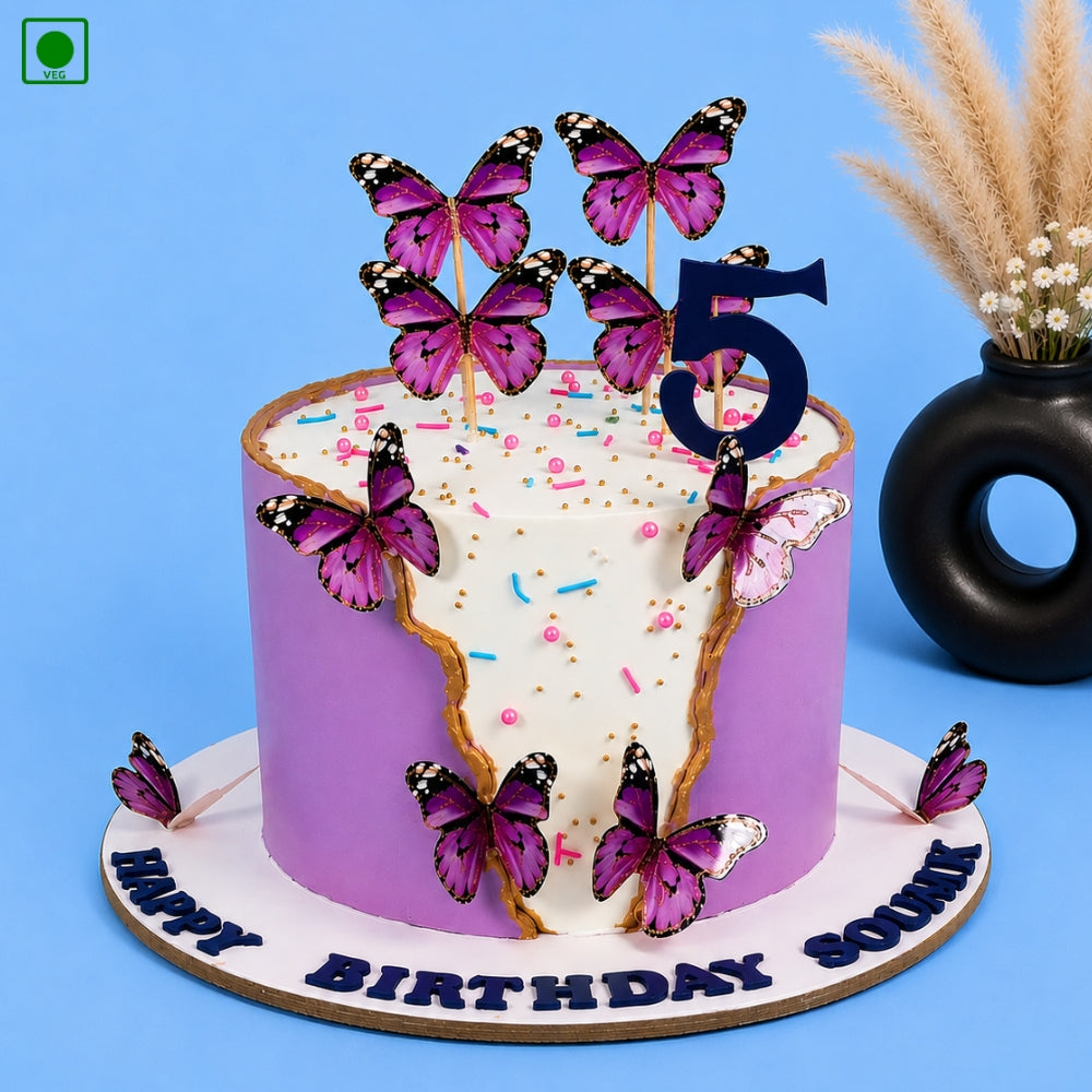 Purple Butterfly Birthday Cake - Gurgaon & Delhi NCR | Cakofy