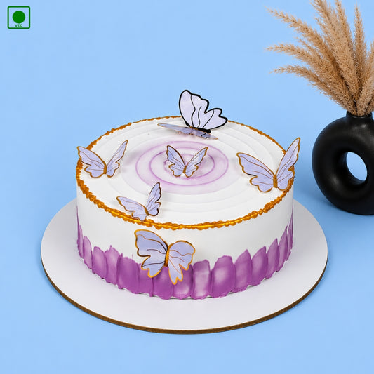 Purple & White Butterfly Theme Designer Cake - Gurgaon, Delhi & Noida