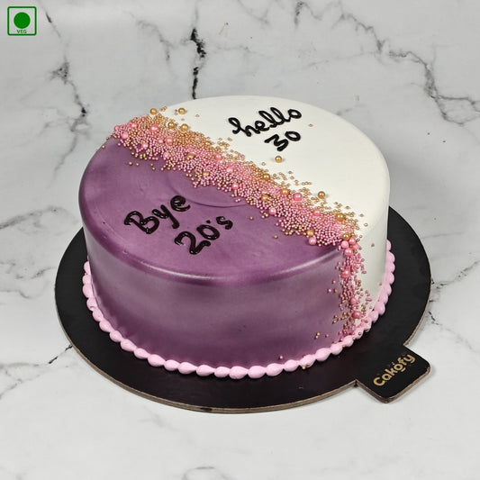Purple White Split Cake - Gurgaon & Delhi NCR | Cakofy