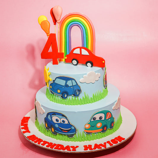 Rainbow Car Adventure Cake – Gurgaon & Delhi NCR | Cakofy