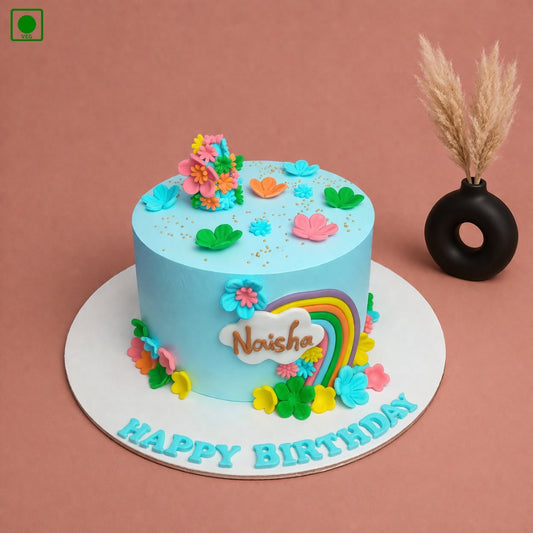 Rainbow Floral Birthday Cake - Gurgaon & Delhi NCR | Cakofy