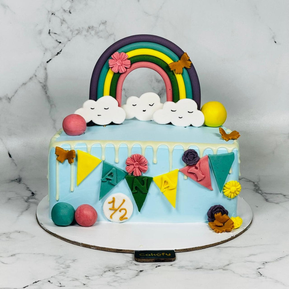 Rainbow Half Birthday Celebration Cake - Gurgaon & Delhi NCR | Cakofy