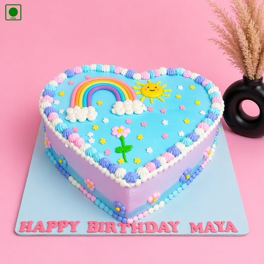 Rainbow Heart Birthday Cake - Gurgaon & Delhi NCR | Cakofy