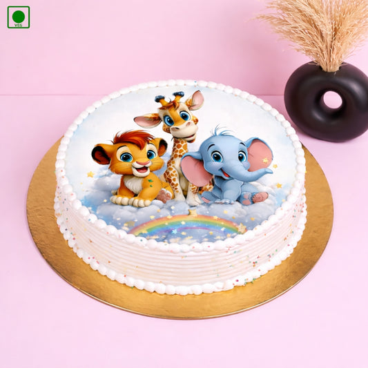 Rainbow Jungle Theme Cake – Gurgaon & Delhi NCR | Cakofy