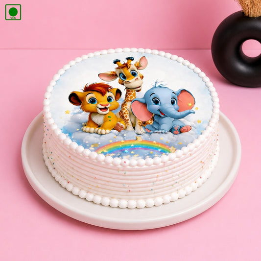 Rainbow Jungle Theme Cake – Gurgaon, Delhi & Noida