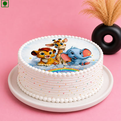 Rainbow Jungle Theme Cake – Gurgaon, Delhi & Noida
