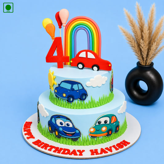 Rainbow Car Adventure Cake – Gurgaon, Delhi & Noida