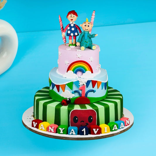 Rainbow Cartoon Theme Birthday Cake for Kids – Gurgaon & Delhi NCR | Cakofy