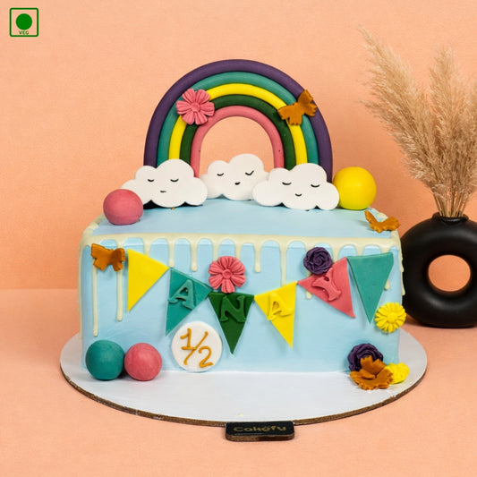 Rainbow Half Birthday Celebration Cake - Gurgaon & Delhi NCR | Cakofy