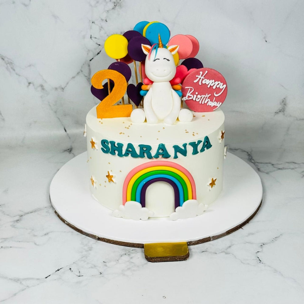 Rainbow Unicorn Theme Birthday Cake for Kids - Gurgaon & Delhi NCR | Cakofy