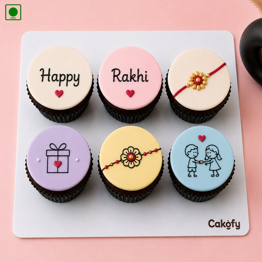 Rakhi Gift Cupcake - Set of 6 - Gurgaon, Delhi & Noida