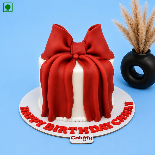 Red Bow Birthday Designer Cake - Gurgaon & Delhi NCR | Cakofy