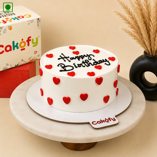 Red Heart Minimalist Designer Cake - Gurgaon, Delhi & Noida