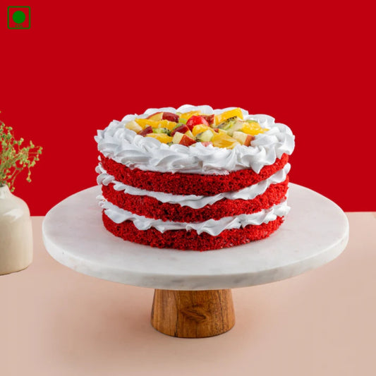 Red Velvet Fruit Topped cake - Gurgaon, Delhi & Noida