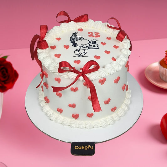 Red Ribbon Vintage Birthday Cake - Gurgaon & Delhi NCR | Cakofy
