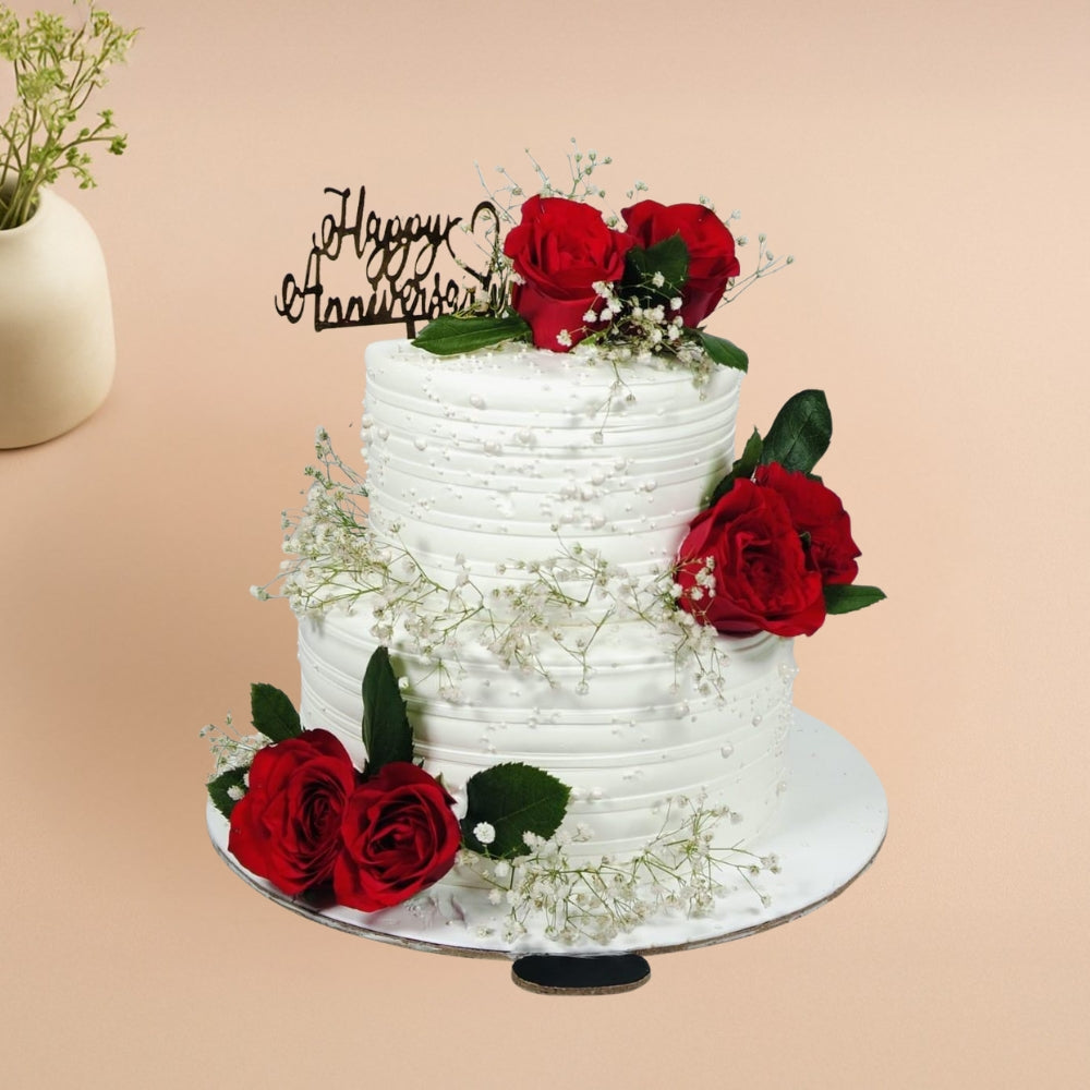 Red Rose Anniversary Cake - Gurgaon & Delhi NCR | Cakofy
