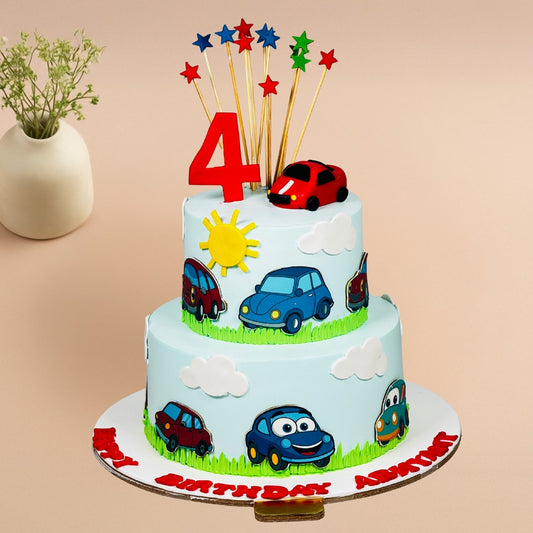 Red Theme Car Design Cake