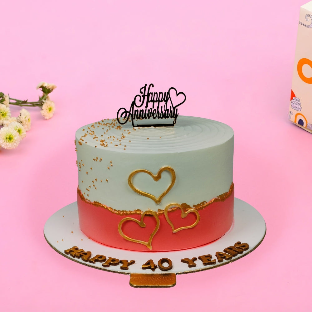 Red & White Anniversary Cake - Gurgaon & Delhi NCR | Cakofy