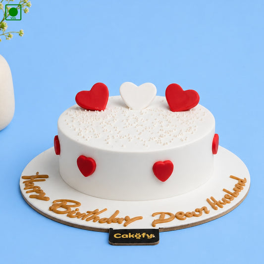 Red and White Romantic Birthday Cake - Gurgaon & Delhi NCR | Cakofy