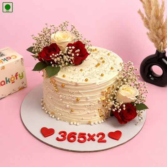 Romantic Anniversary Rose Cake - Gurgaon & Delhi NCR | Cakofy