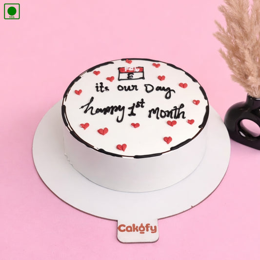 Romantic First Month Cake - Gurgaon & Delhi NCR | Cakofy