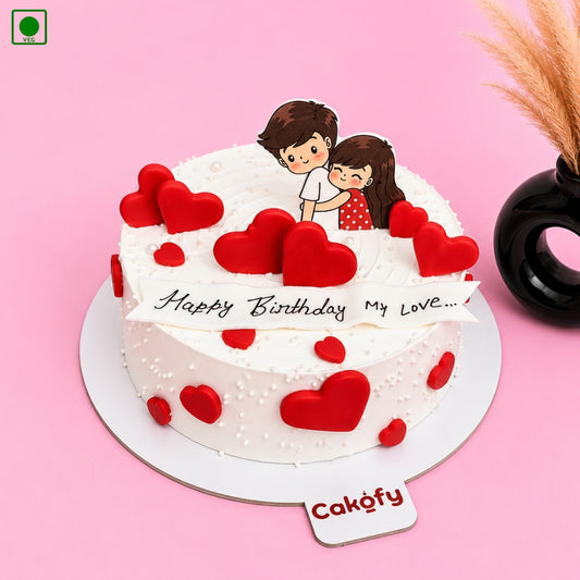 Romantic Hearts Birthday Cake - Gurgaon & Delhi NCR | Cakofy