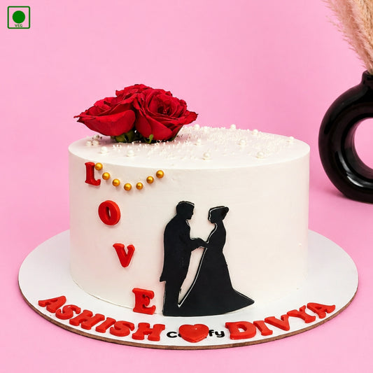 Romantic Rose Couple Love Cake - Gurgaon & Delhi NCR | Cakofy