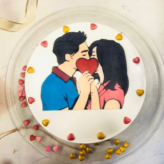 Romantic Couple Kiss Cake - Gurgaon & Delhi NCR | Cakofy