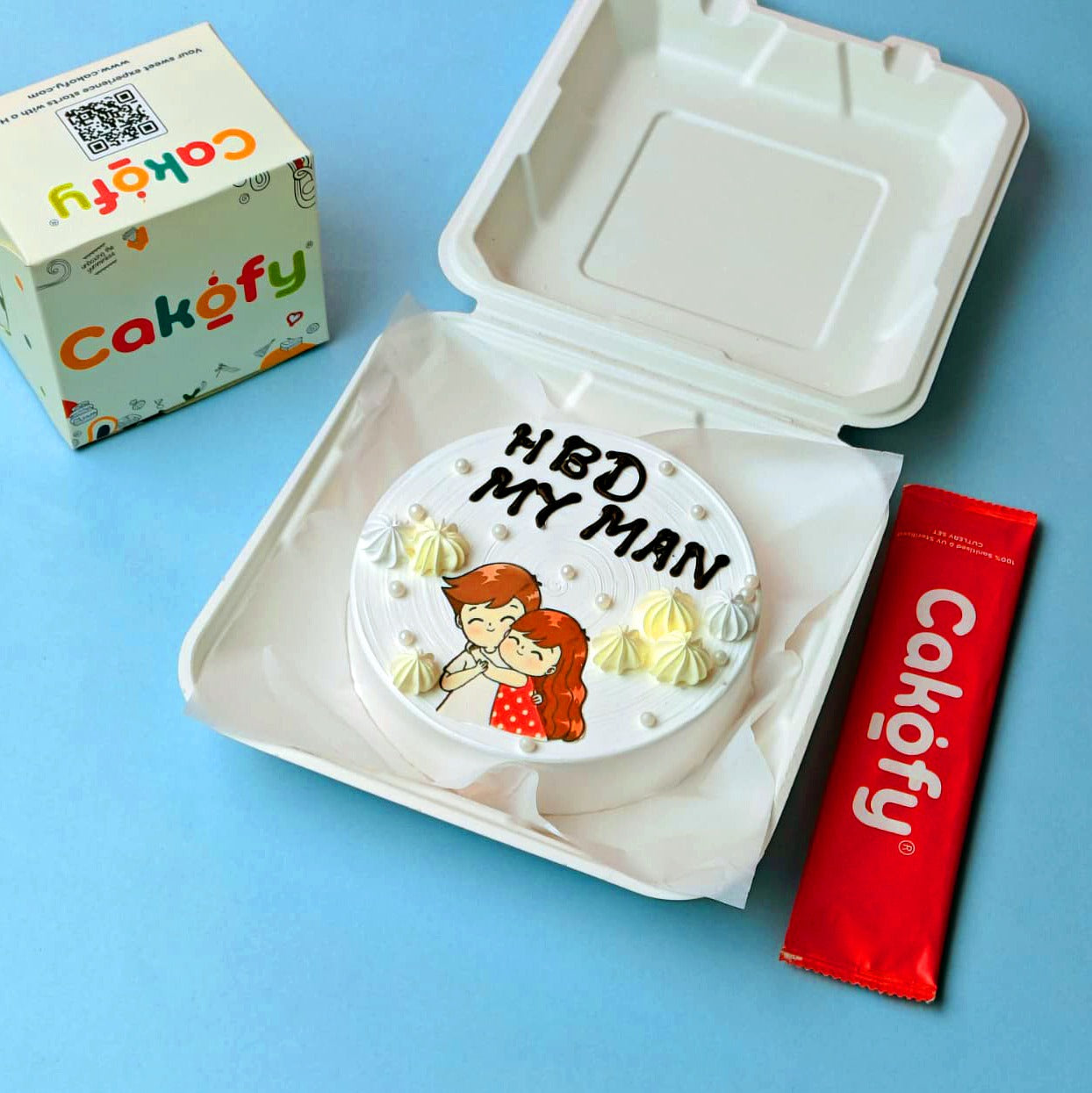 Romantic Hug Couple Theme Bento Cake – Gurgaon & Delhi NCR | Cakofy