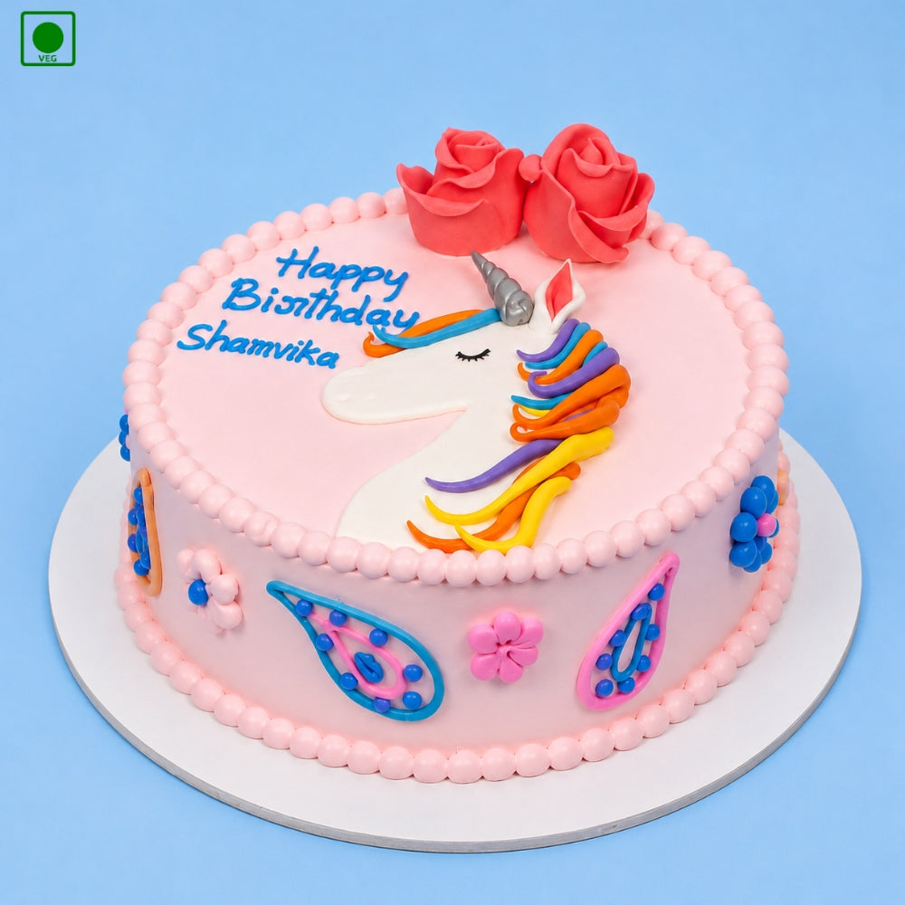 Rose Unicorn Hair Cake - Gurgaon, Delhi & Noida