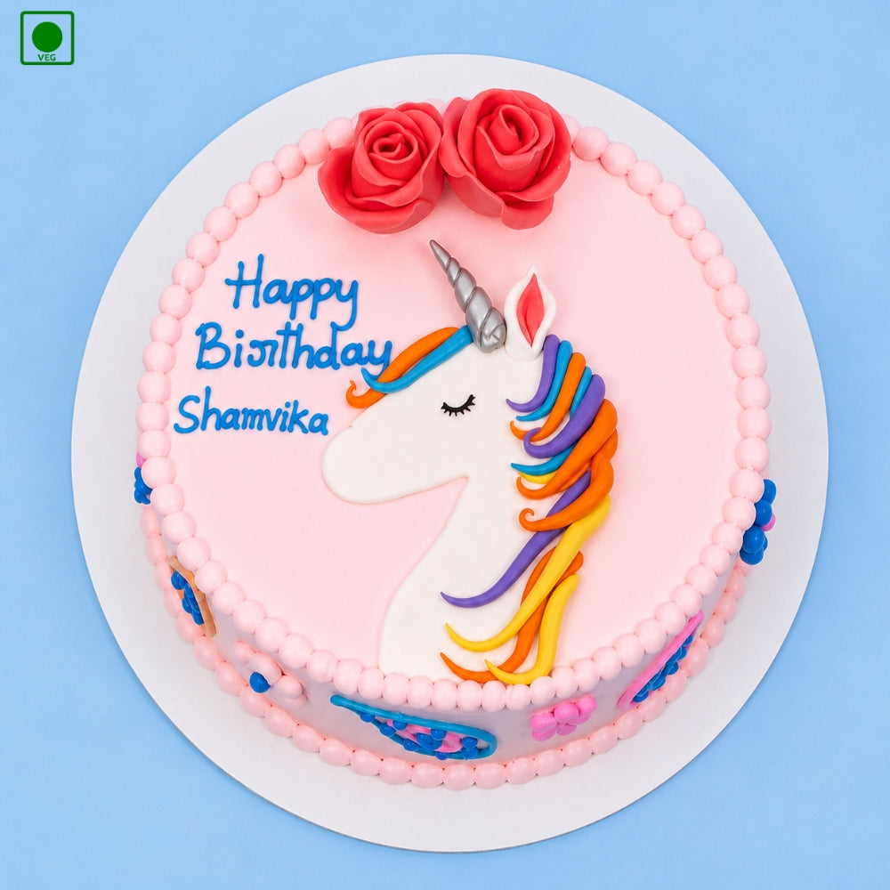 Rose Unicorn Hair Cake - Gurgaon, Delhi & Noida