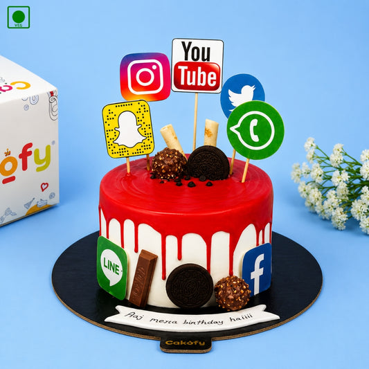 Social Media Lover Theme Birthday Cake - Gurgaon, Delhi & Noida
