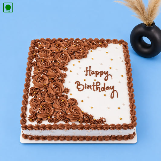 Square Chocolate Floral Designer Cake - Gurgaon, Delhi & Noida