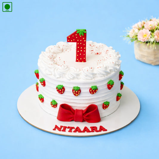 Strawberry Bow Designer Cake - Gurgaon & Delhi NCR | Cakofy