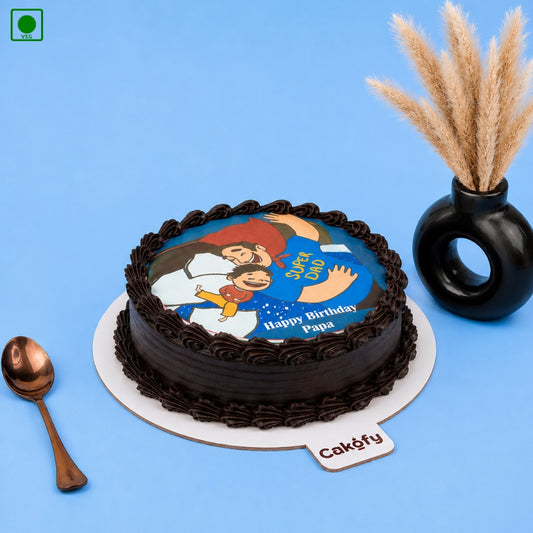 Super Dad Theme Personalized Photo Cake - Gurgaon, Delhi & Noida