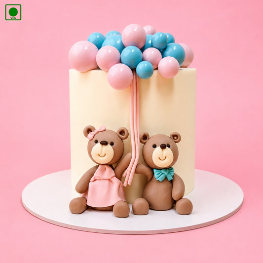 Teddy Bear Balloon Theme Birthday Cake - Gurgaon, Delhi & Noida