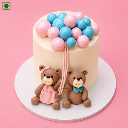 Teddy Bear Balloon Theme Birthday Cake - Gurgaon, Delhi & Noida