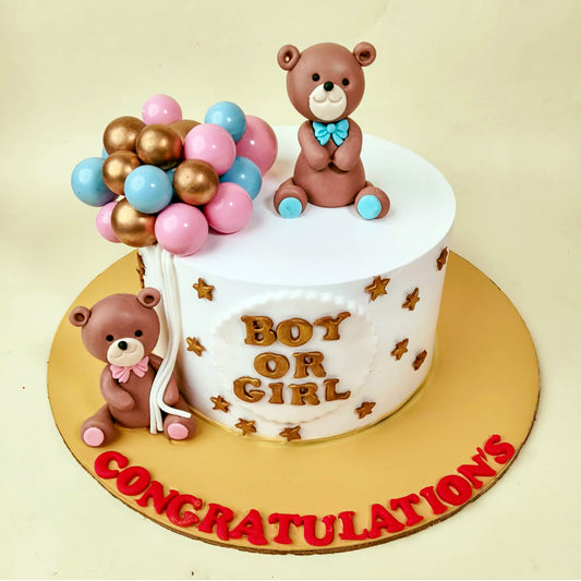 Teddy Bear Gender Reveal Cake - Gurgaon & Delhi NCR | Cakofy