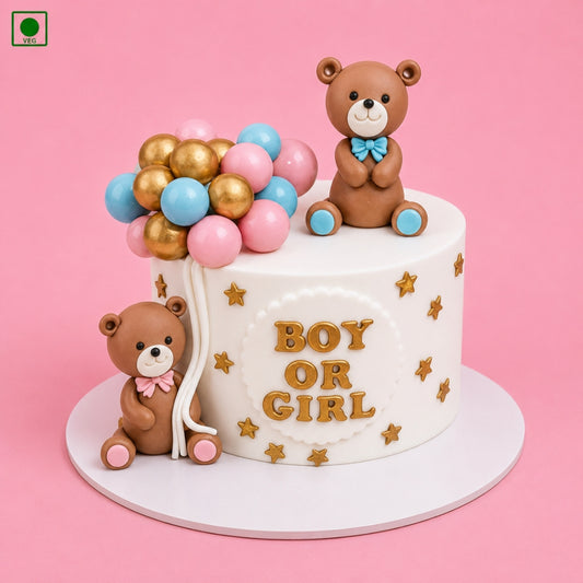 Teddy Bear Gender Reveal Cake - Gurgaon, Delhi & Noida