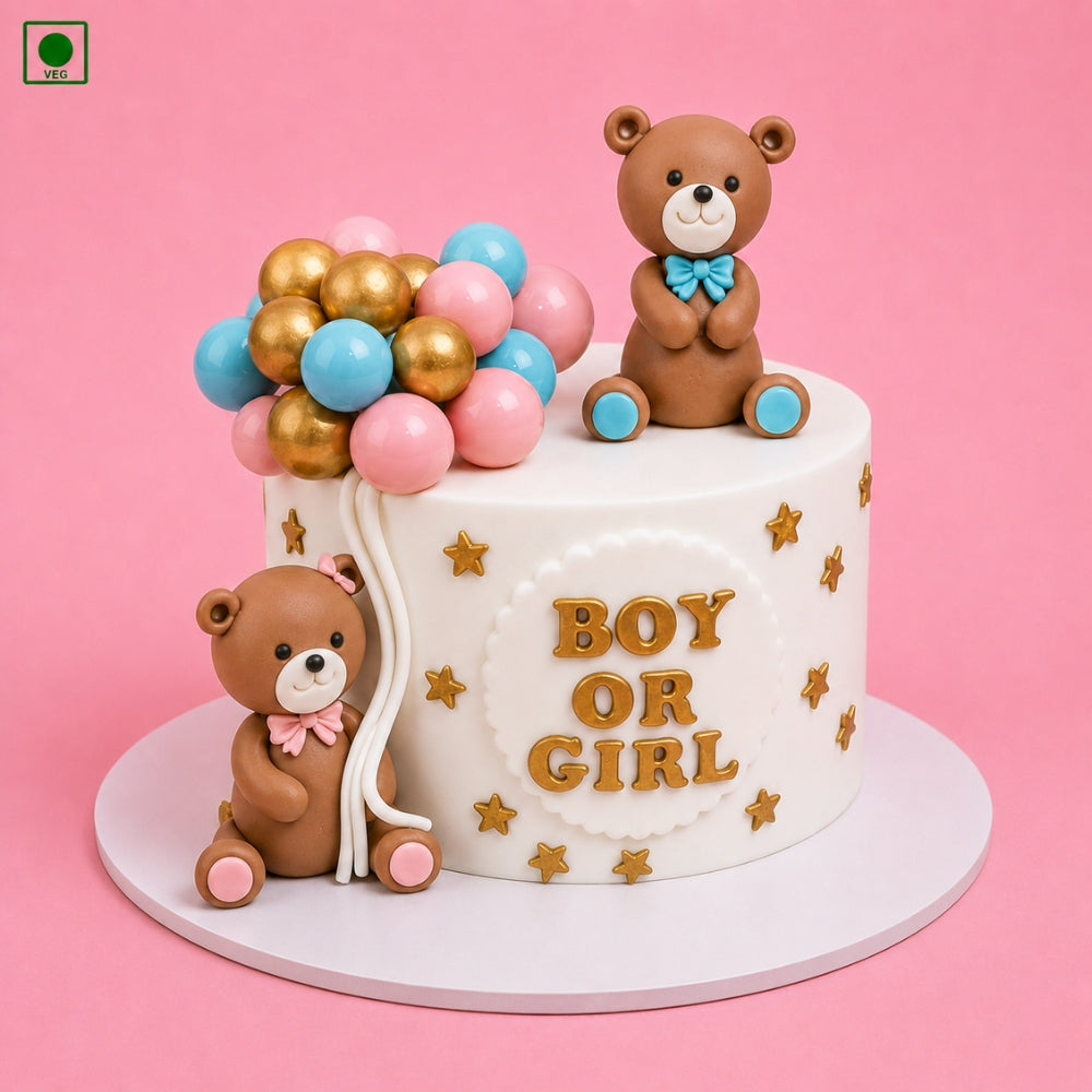 Teddy Bear Gender Reveal Cake - Gurgaon, Delhi & Noida